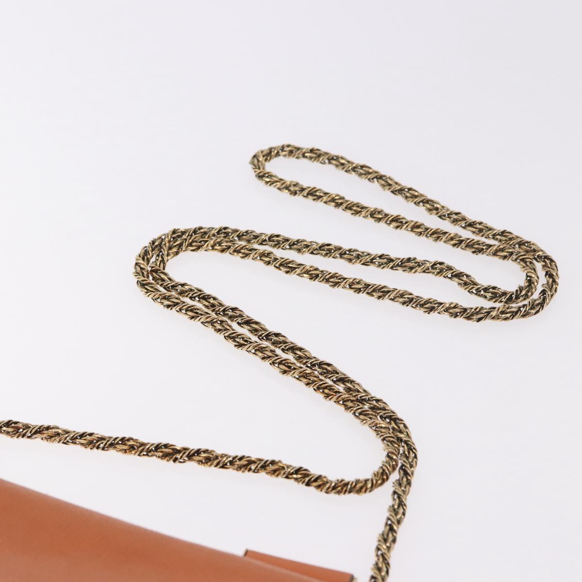 Chloe Elsie Chain Shoulder Bag Leather Orange Gold Auth 183885