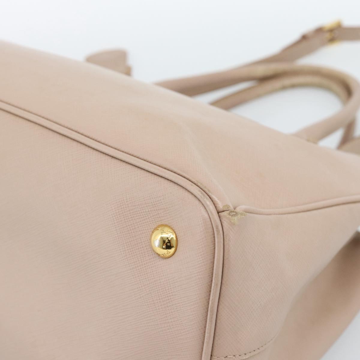 PRADA Hand Bag Safiano Leather 2way Beige Gold Auth 183886A