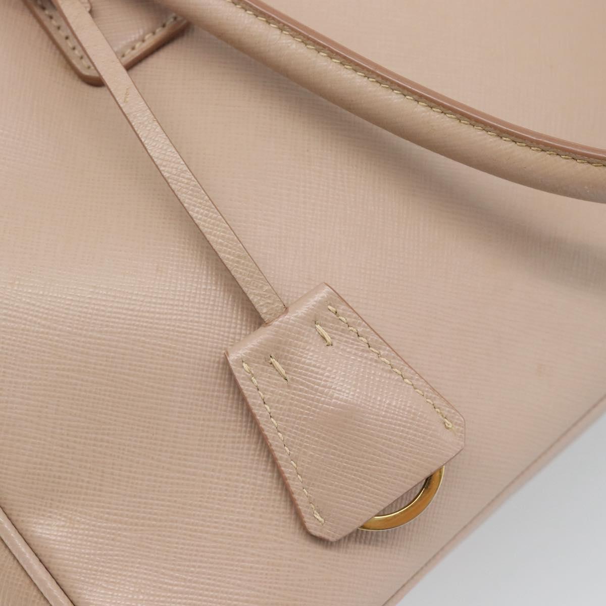 PRADA Hand Bag Safiano Leather 2way Beige Gold Auth 183886A