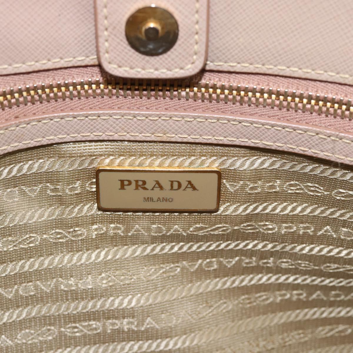 PRADA Hand Bag Safiano Leather 2way Beige Gold Auth 183886A