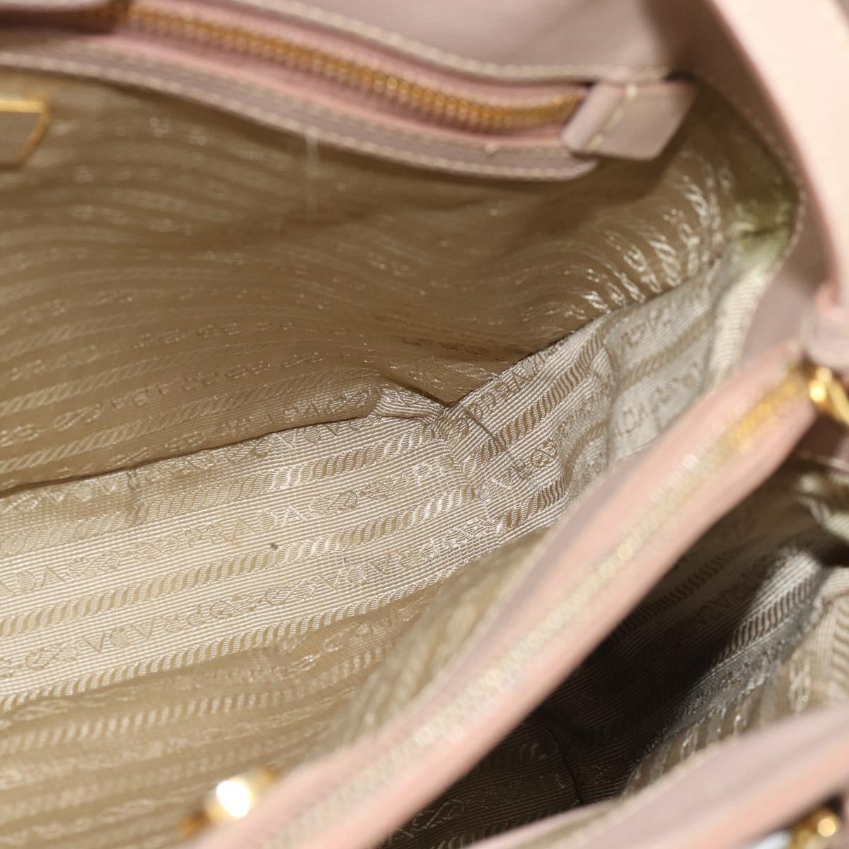 PRADA Hand Bag Safiano Leather 2way Beige Gold Auth 183886A