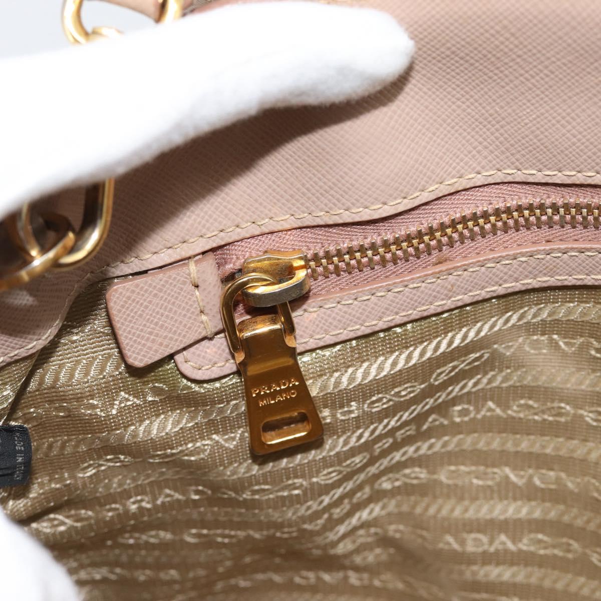 PRADA Hand Bag Safiano Leather 2way Beige Gold Auth 183886A