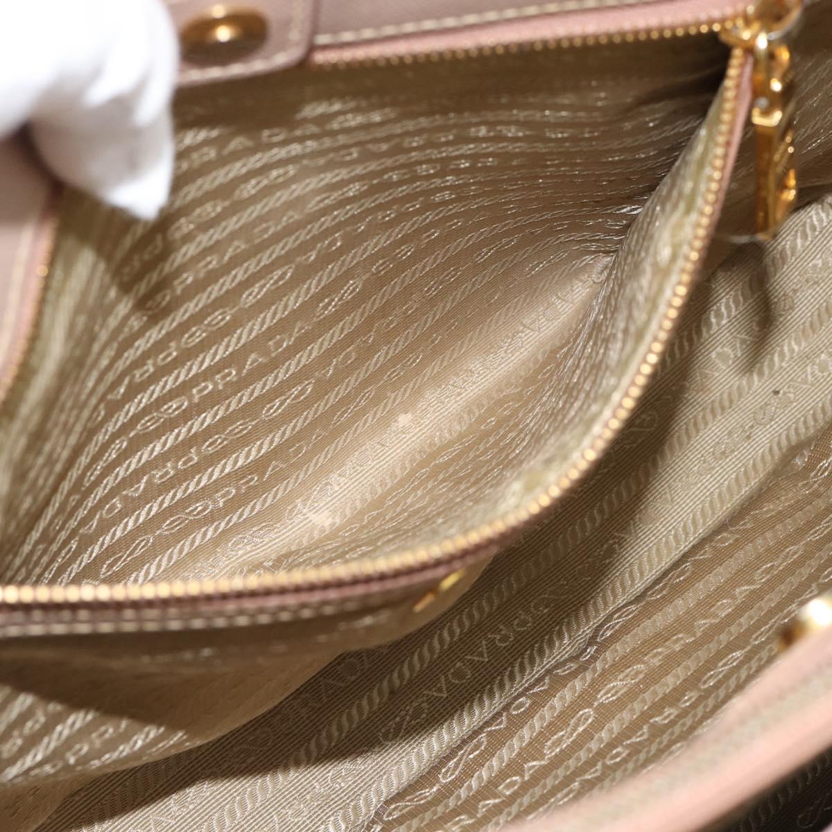 PRADA Hand Bag Safiano Leather 2way Beige Gold Auth 183886A