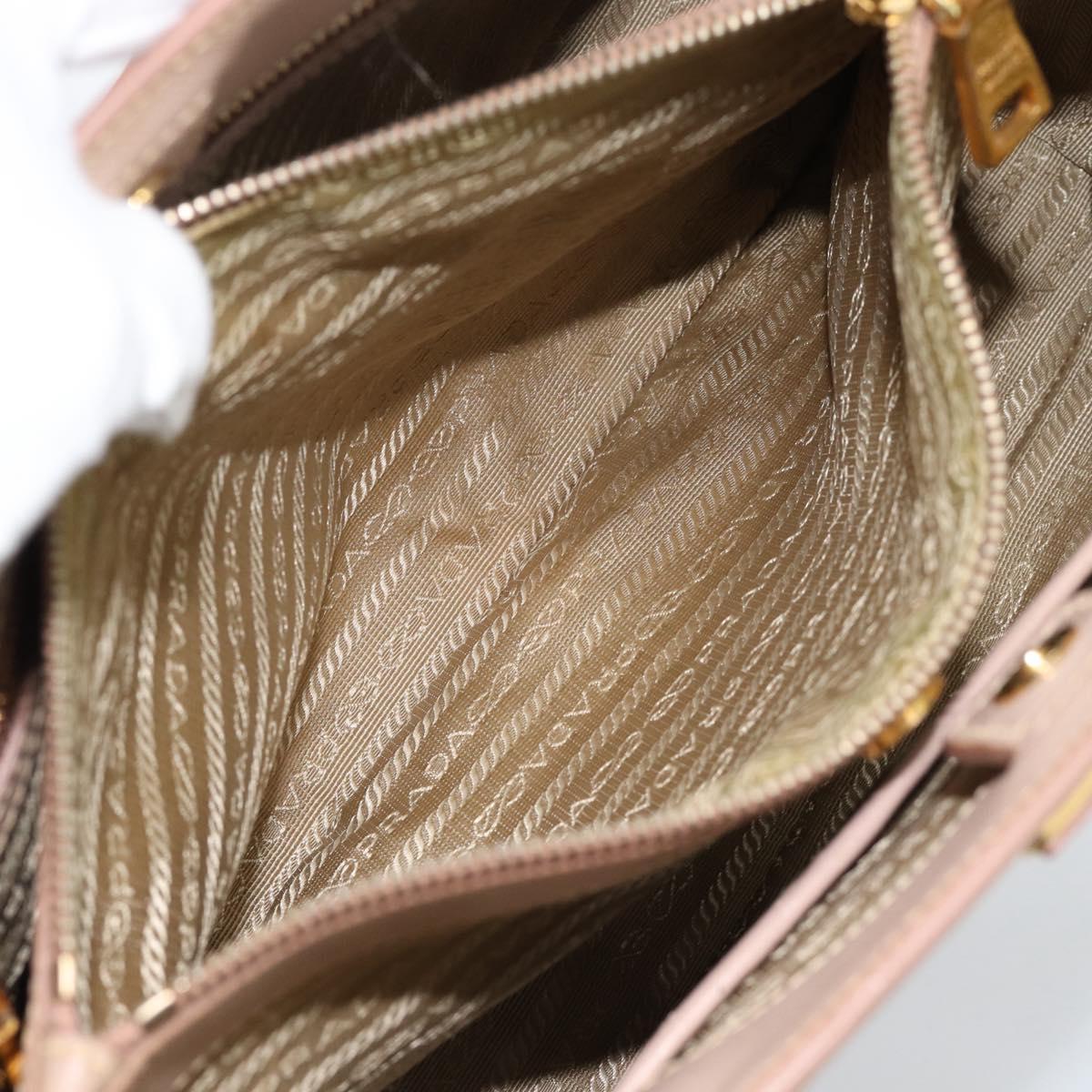 PRADA Hand Bag Safiano Leather 2way Beige Gold Auth 183886A