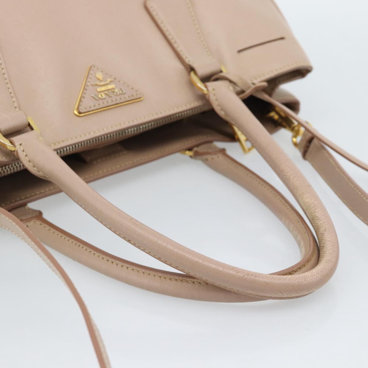 PRADA Hand Bag Safiano Leather 2way Beige Gold Auth 183886A