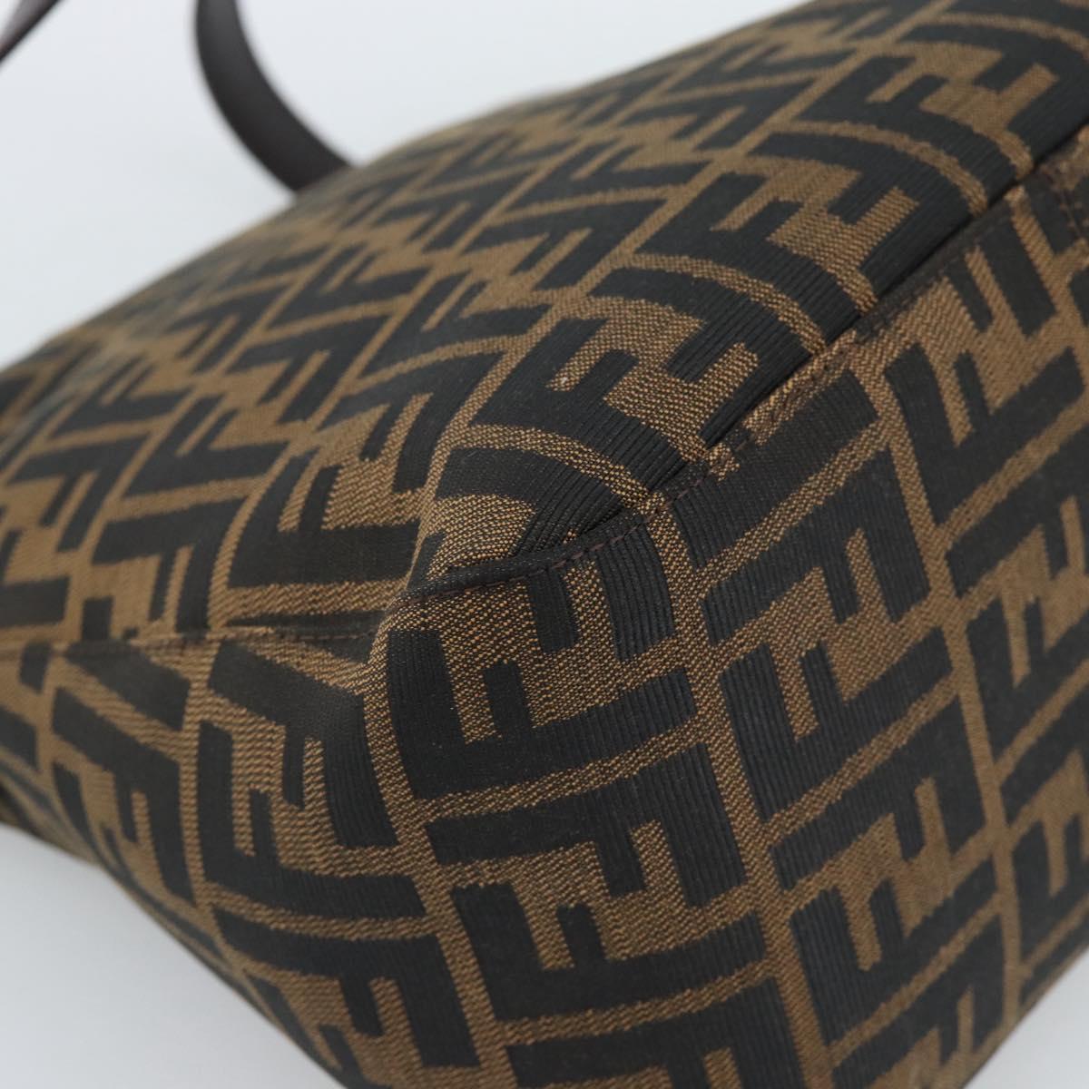 FENDI Zucca Canvas Mamma Baguette Shoulder Bag Black Brown Silver Auth 183887SAM