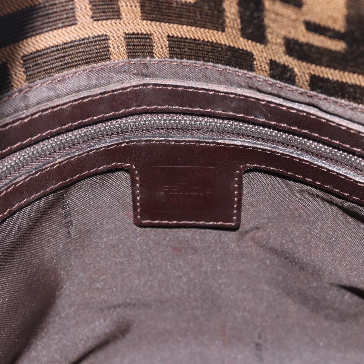 FENDI Zucca Canvas Mamma Baguette Shoulder Bag Black Brown Silver Auth 183887SAM