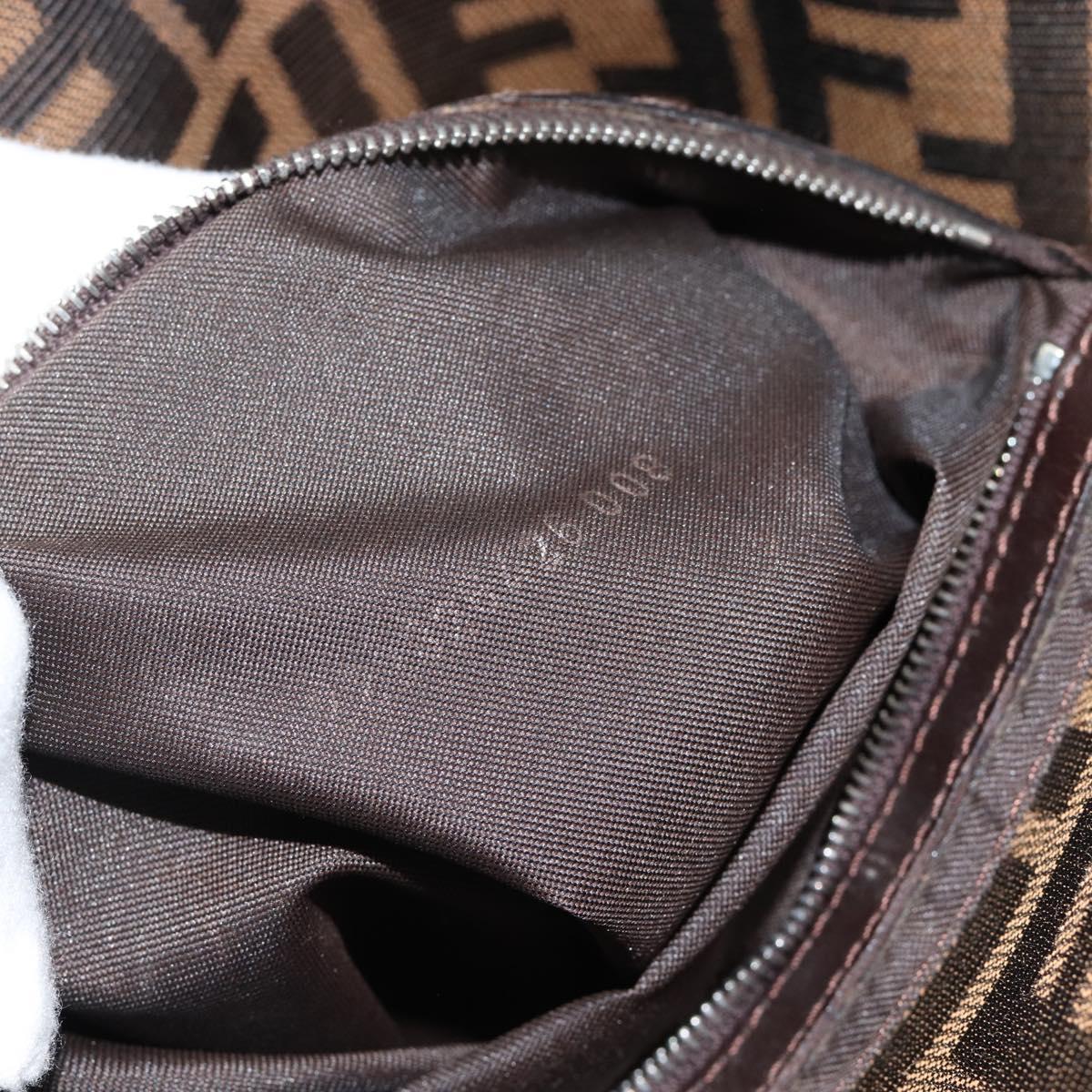 FENDI Zucca Canvas Mamma Baguette Shoulder Bag Black Brown Silver Auth 183887SAM