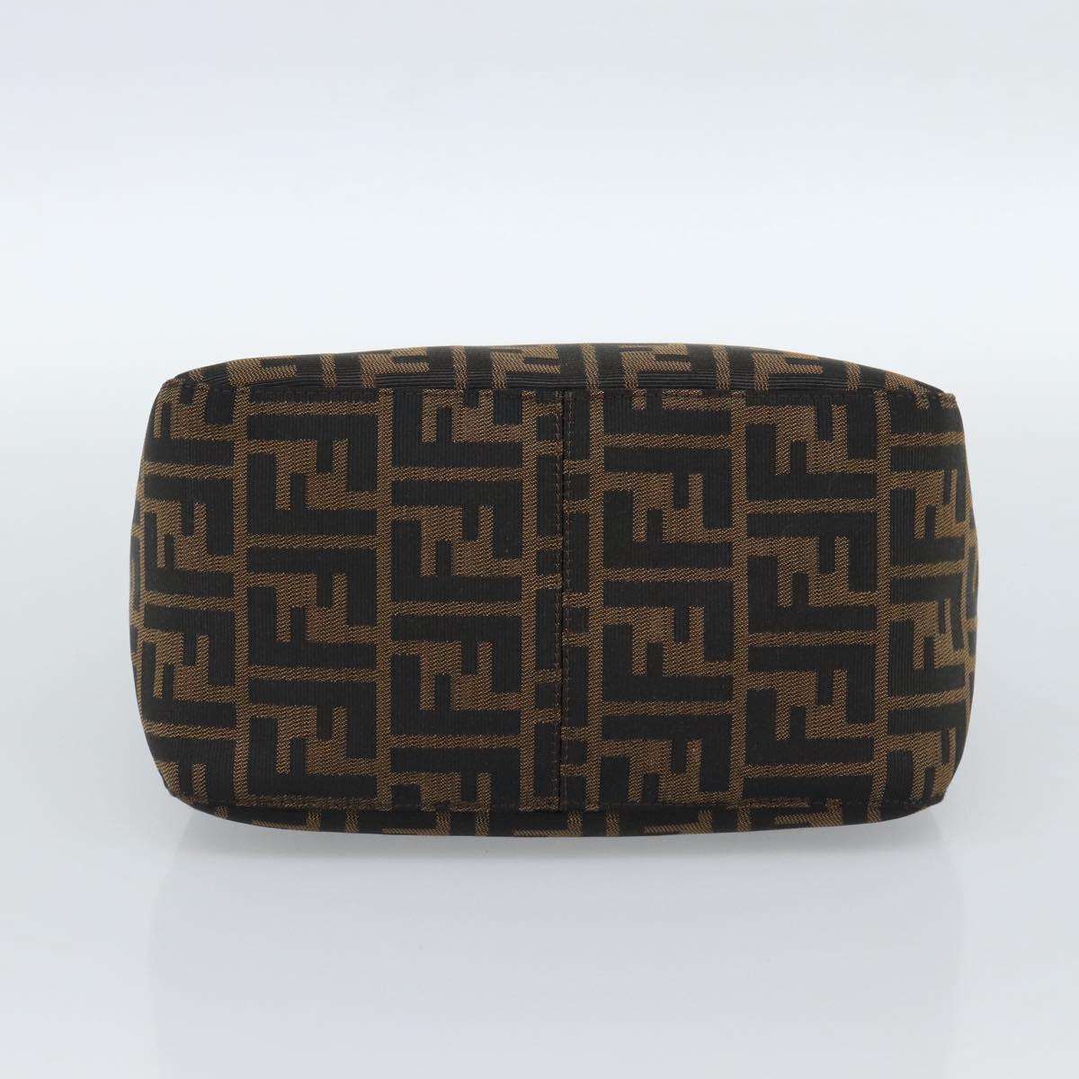 FENDI Zucca Canvas Mamma Baguette Shoulder Bag Black Brown Silver Auth 183887SAM