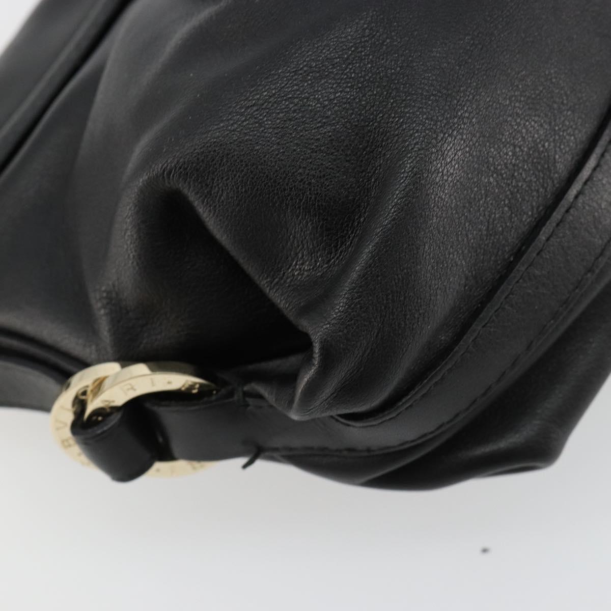 BVLGARI Chandra Shoulder Bag Leather Black Gold Auth 183888A