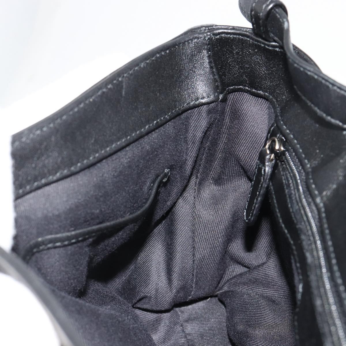 BVLGARI Chandra Shoulder Bag Leather Black Gold Auth 183888A