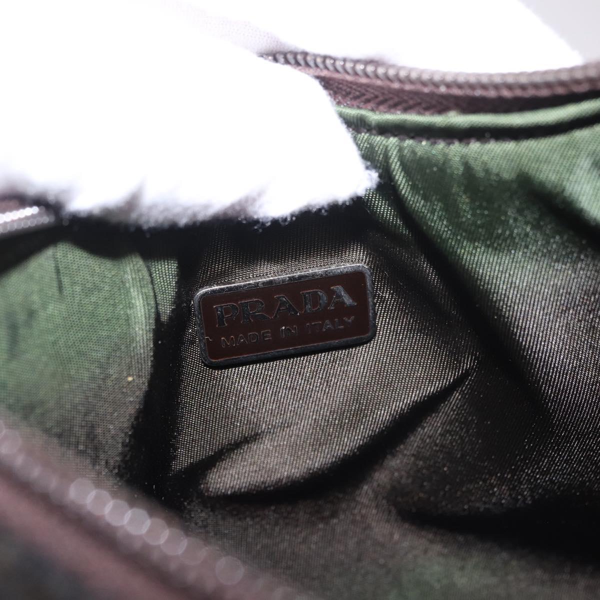 PRADA PRADA Sports Hand Pouch Wool Khaki Silver Auth 183889A