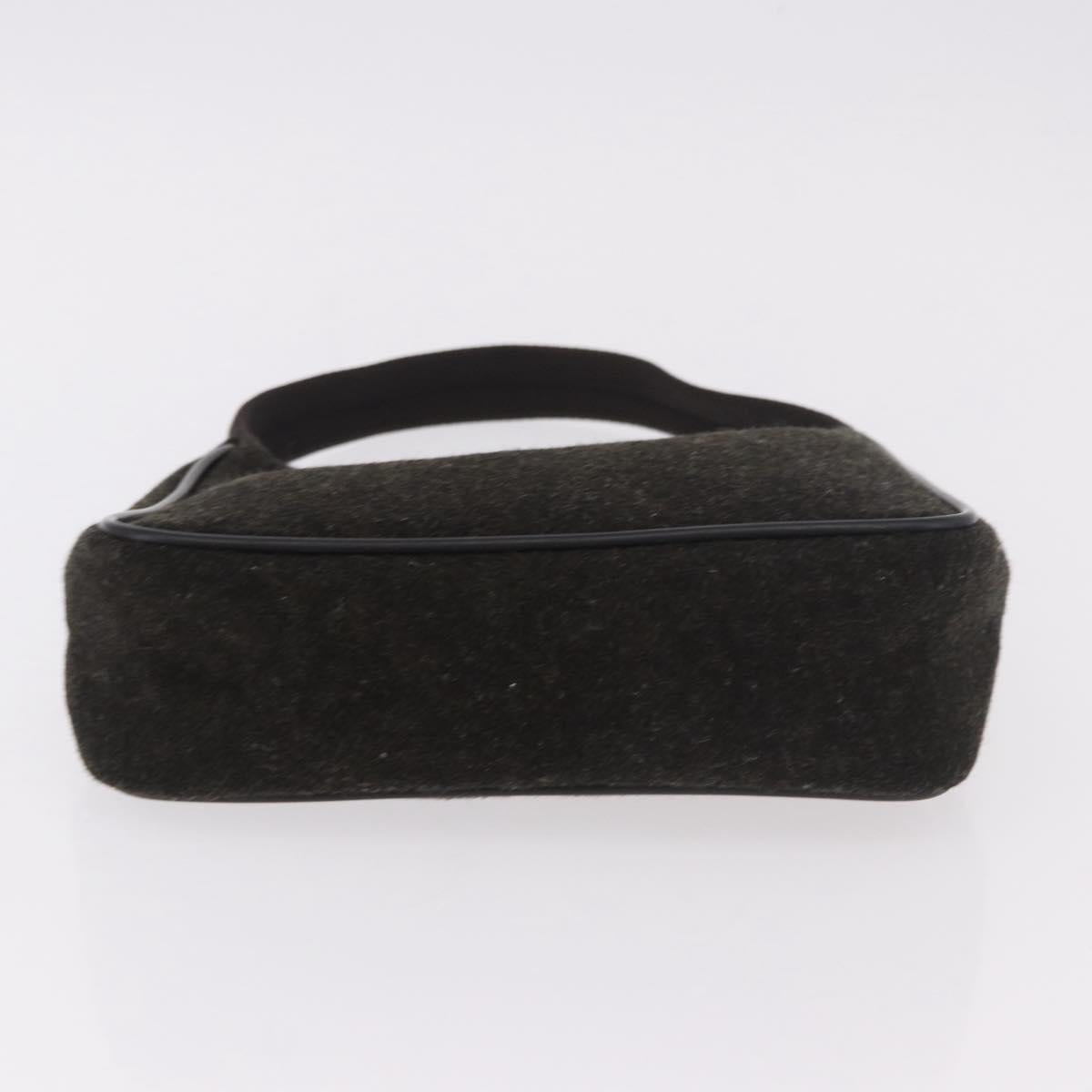 PRADA PRADA Sports Hand Pouch Wool Khaki Silver Auth 183889A