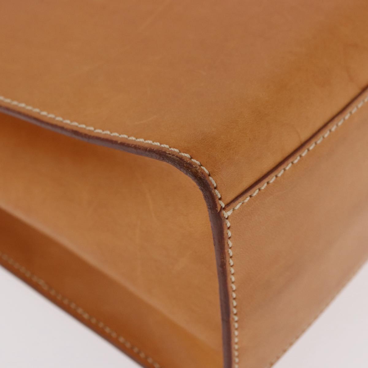 CELINE Hand Bag Leather Brown Silver Auth 183890