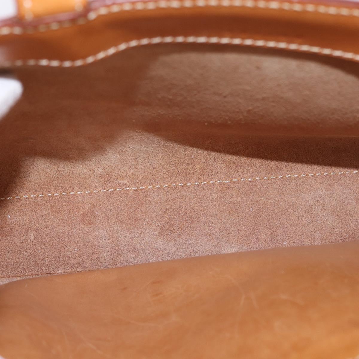 CELINE Hand Bag Leather Brown Silver Auth 183890