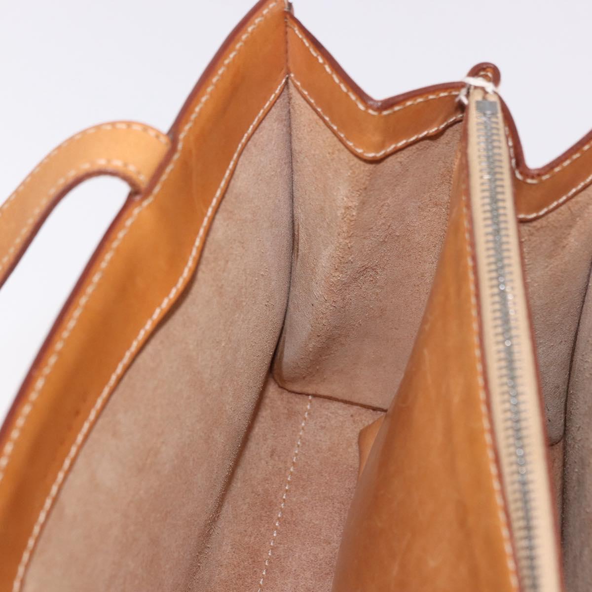 CELINE Hand Bag Leather Brown Silver Auth 183890