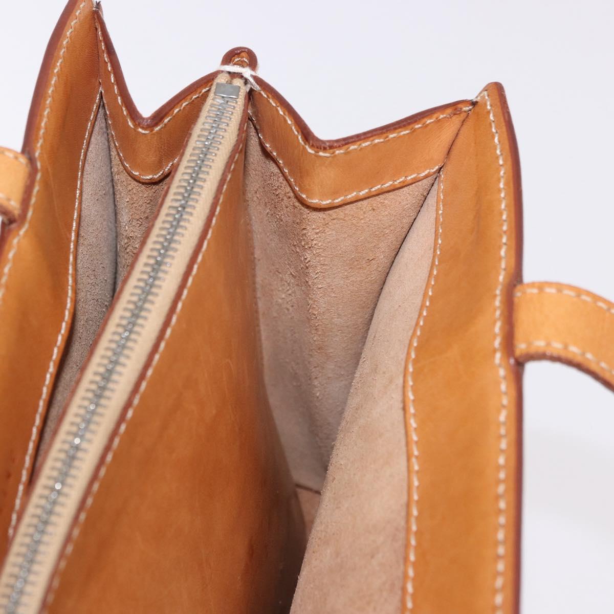 CELINE Hand Bag Leather Brown Silver Auth 183890