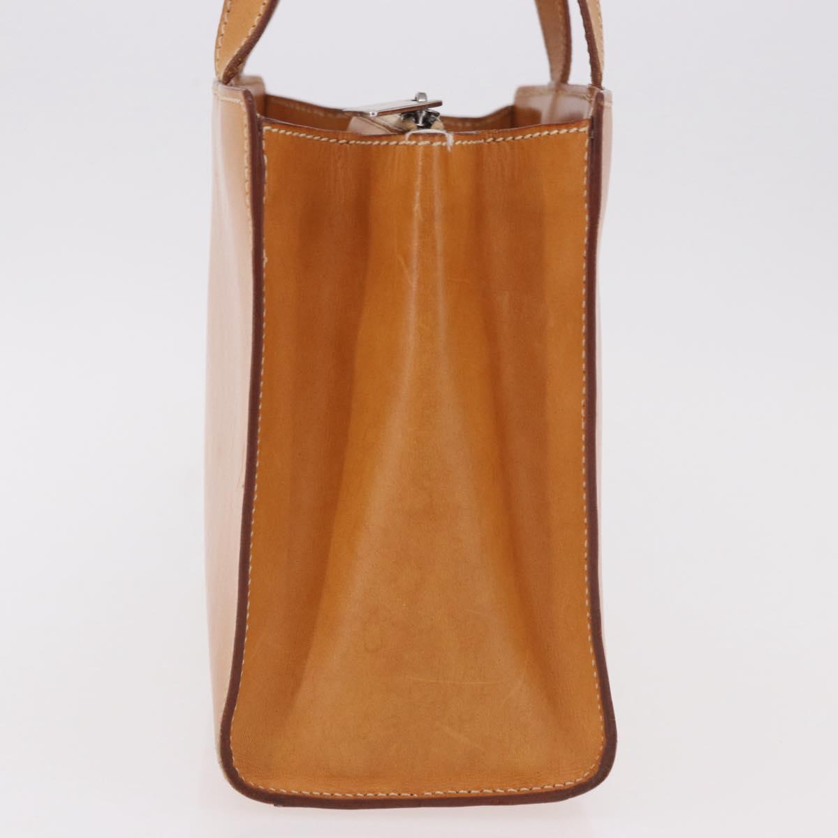 CELINE Hand Bag Leather Brown Silver Auth 183890