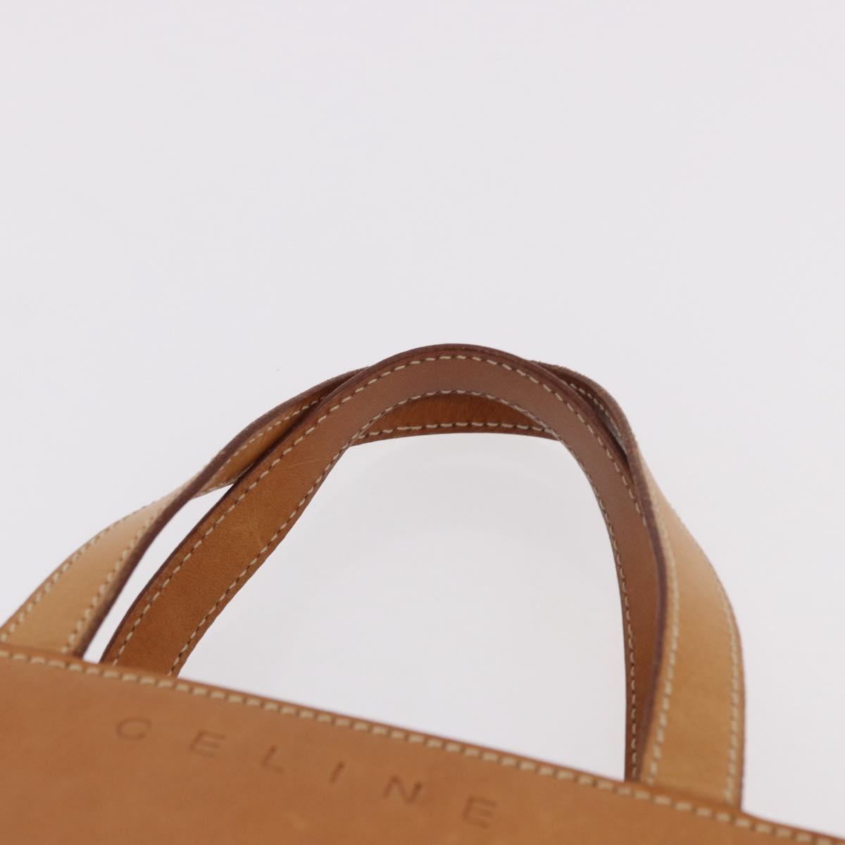 CELINE Hand Bag Leather Brown Silver Auth 183890