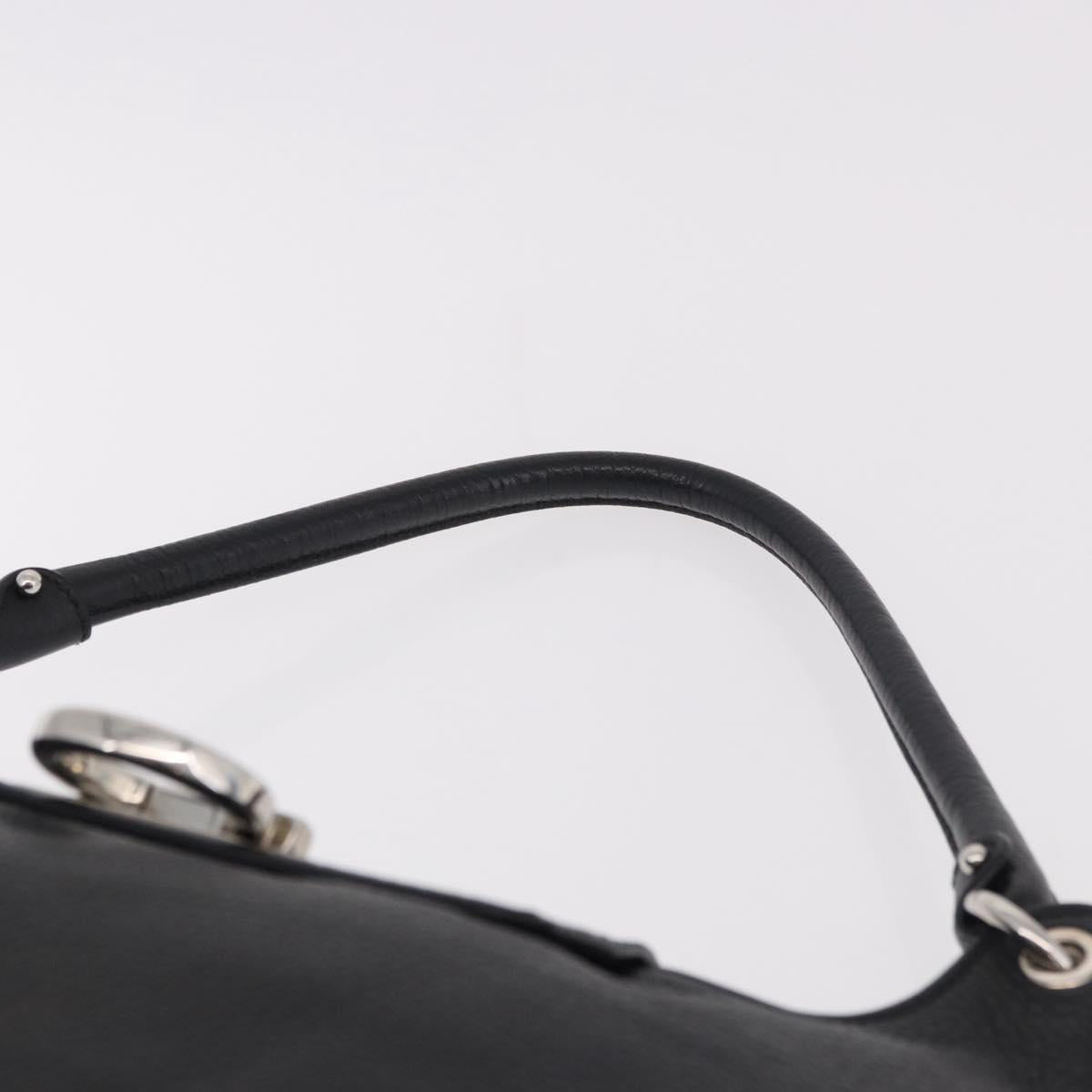 Salvatore Ferragamo Gancini Shoulder Bag Leather Black Silver Auth 183892A