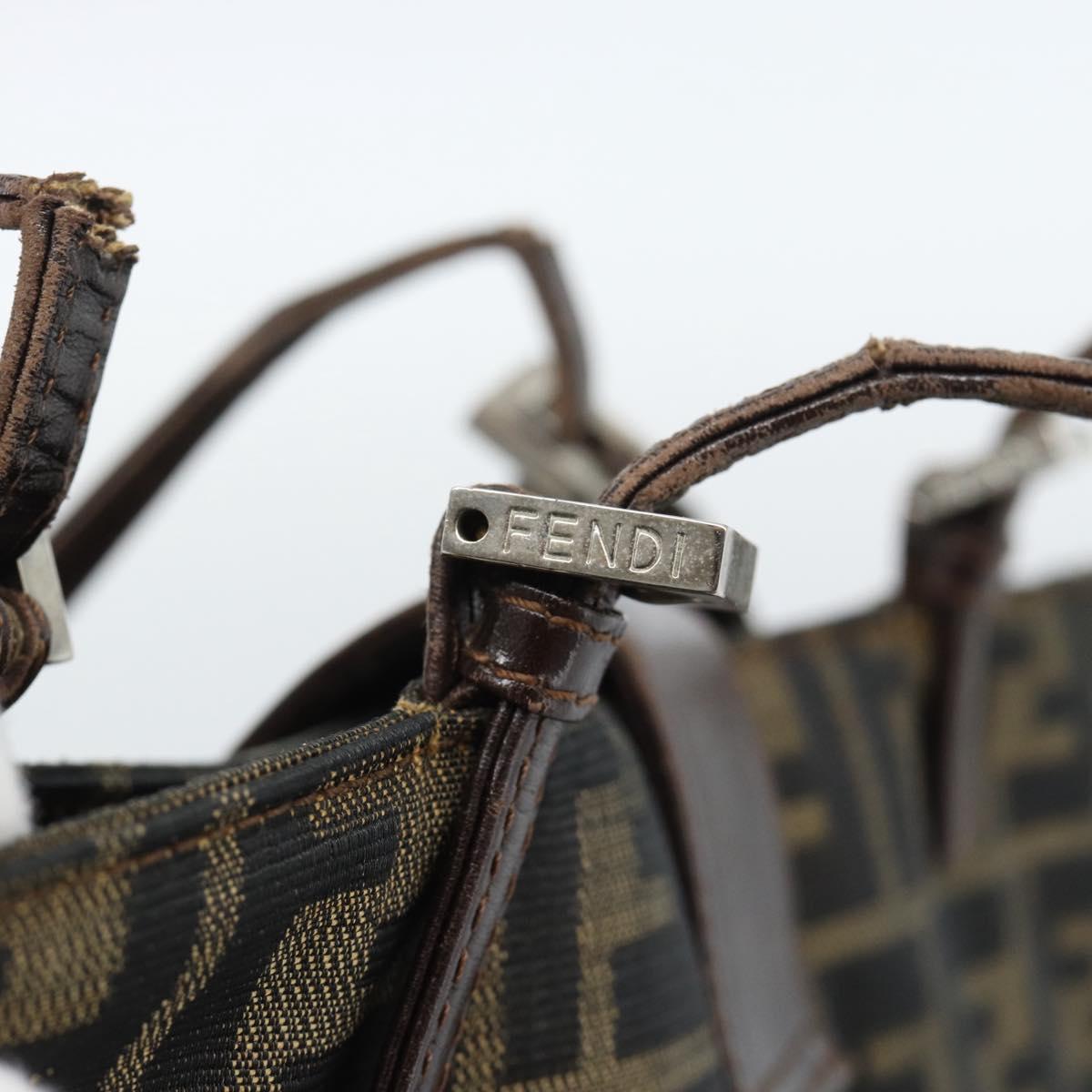 FENDI Zucca Canvas Mamma Baguette Tote Bag Black Brown Auth 183898