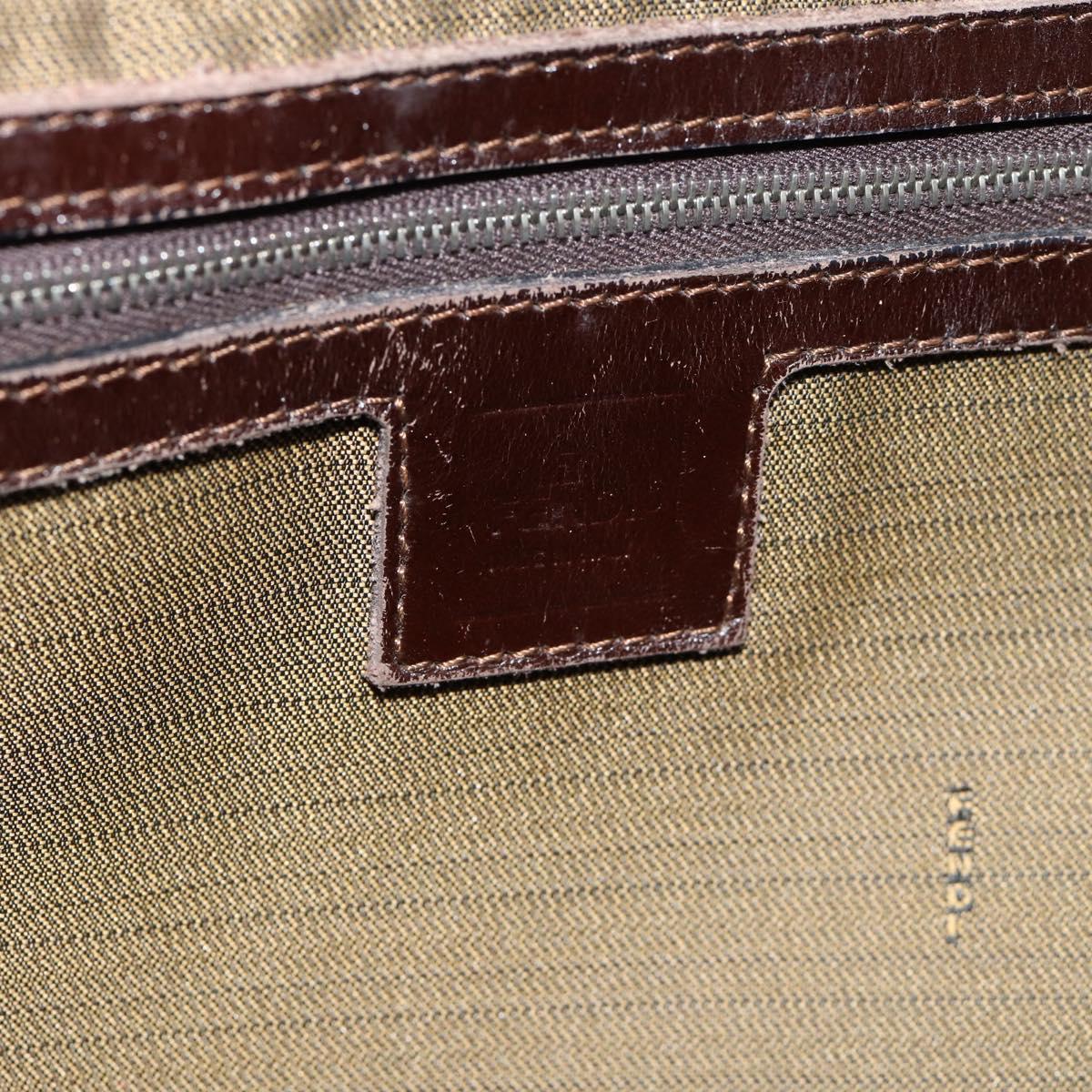 FENDI Zucca Canvas Mamma Baguette Tote Bag Black Brown Auth 183898