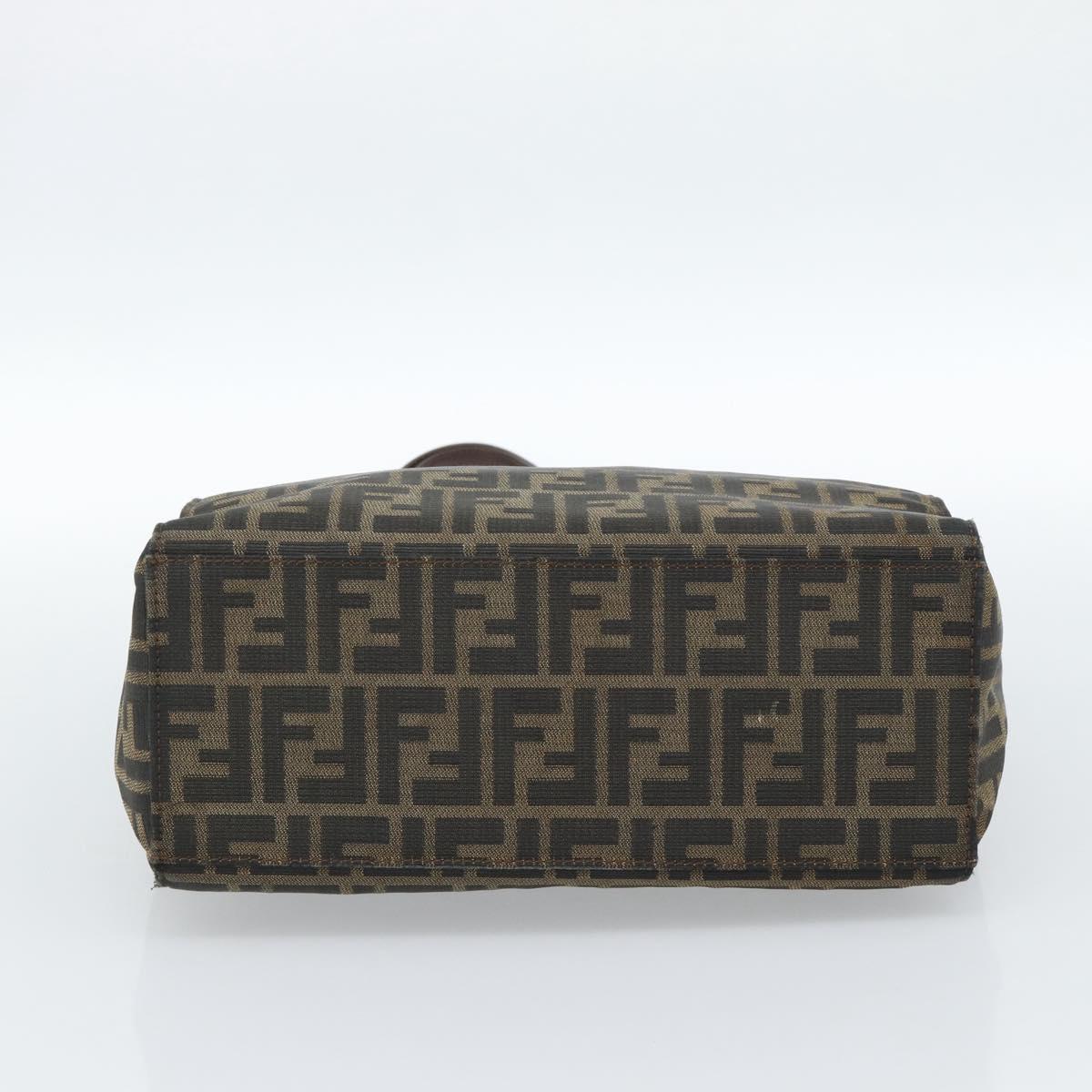 FENDI Zucca Canvas Mamma Baguette Tote Bag Black Brown Auth 183898