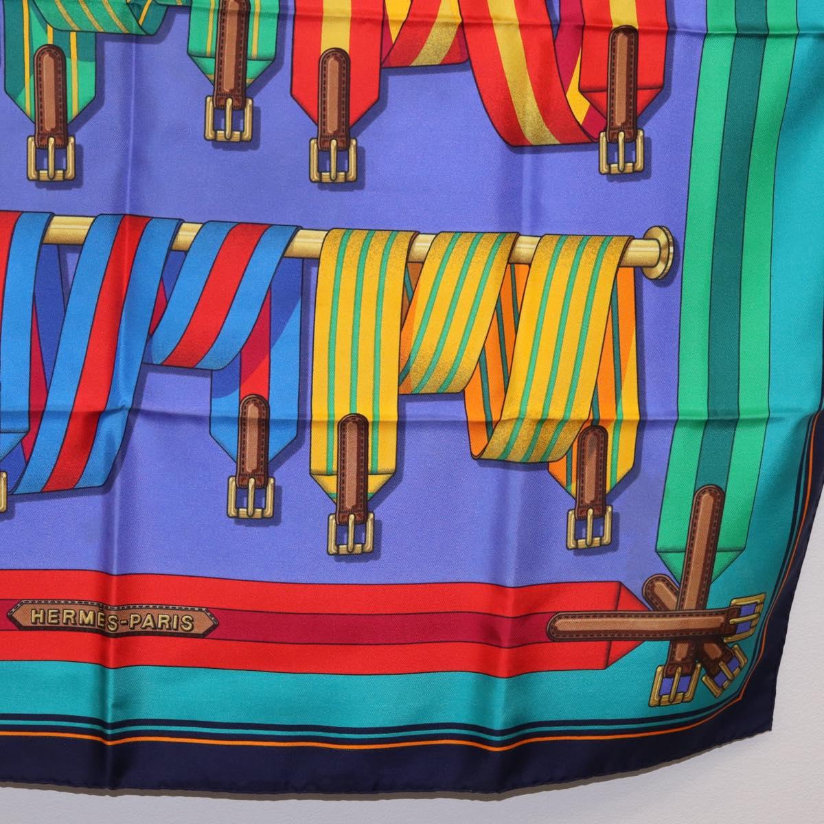 HERMES Carre 90 Scarf Silk Blue Auth 183922