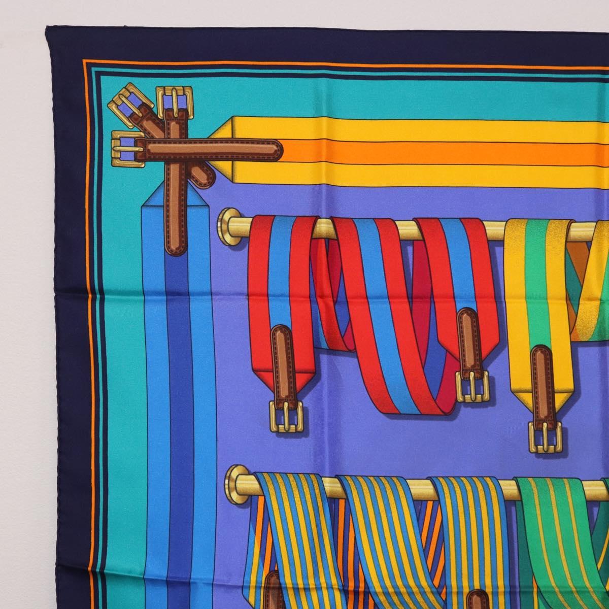 HERMES Carre 90 Scarf Silk Blue Auth 183922