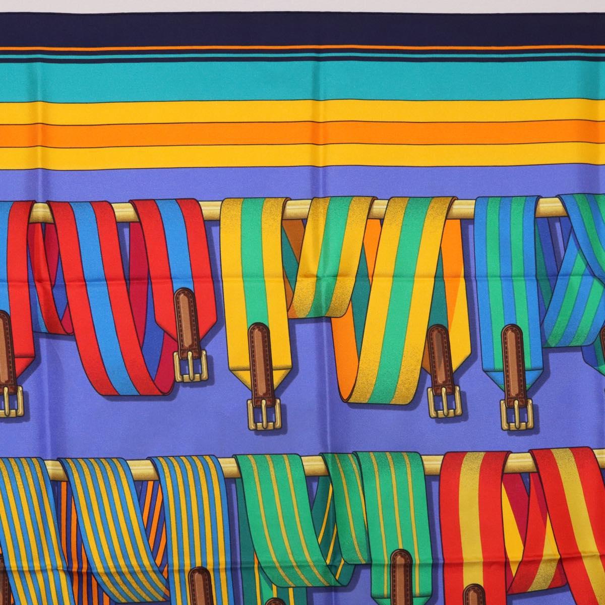 HERMES Carre 90 Scarf Silk Blue Auth 183922