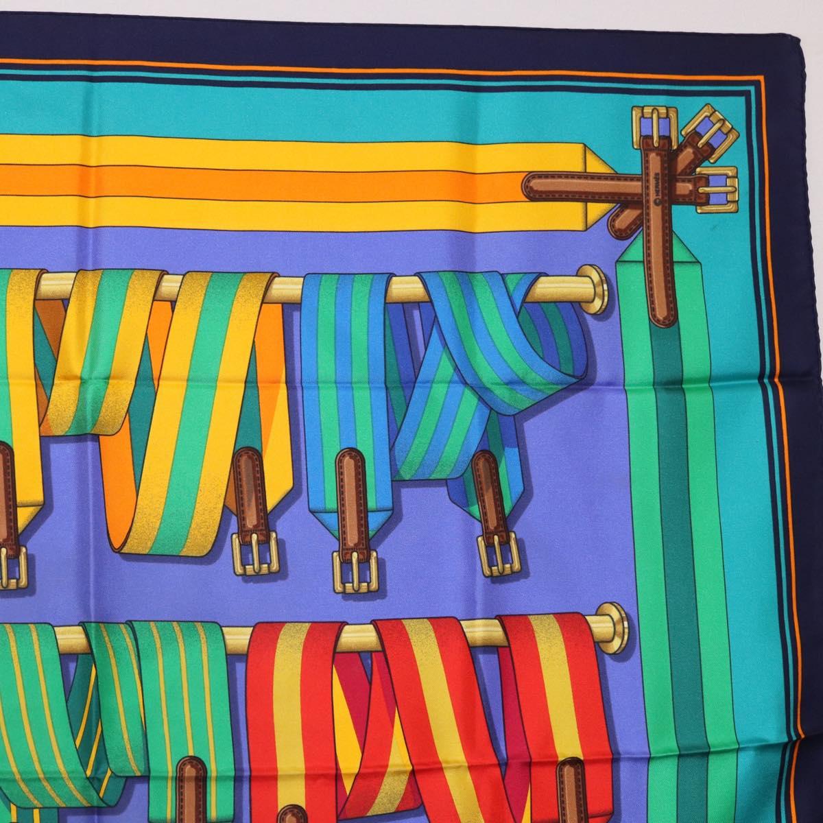HERMES Carre 90 Scarf Silk Blue Auth 183922