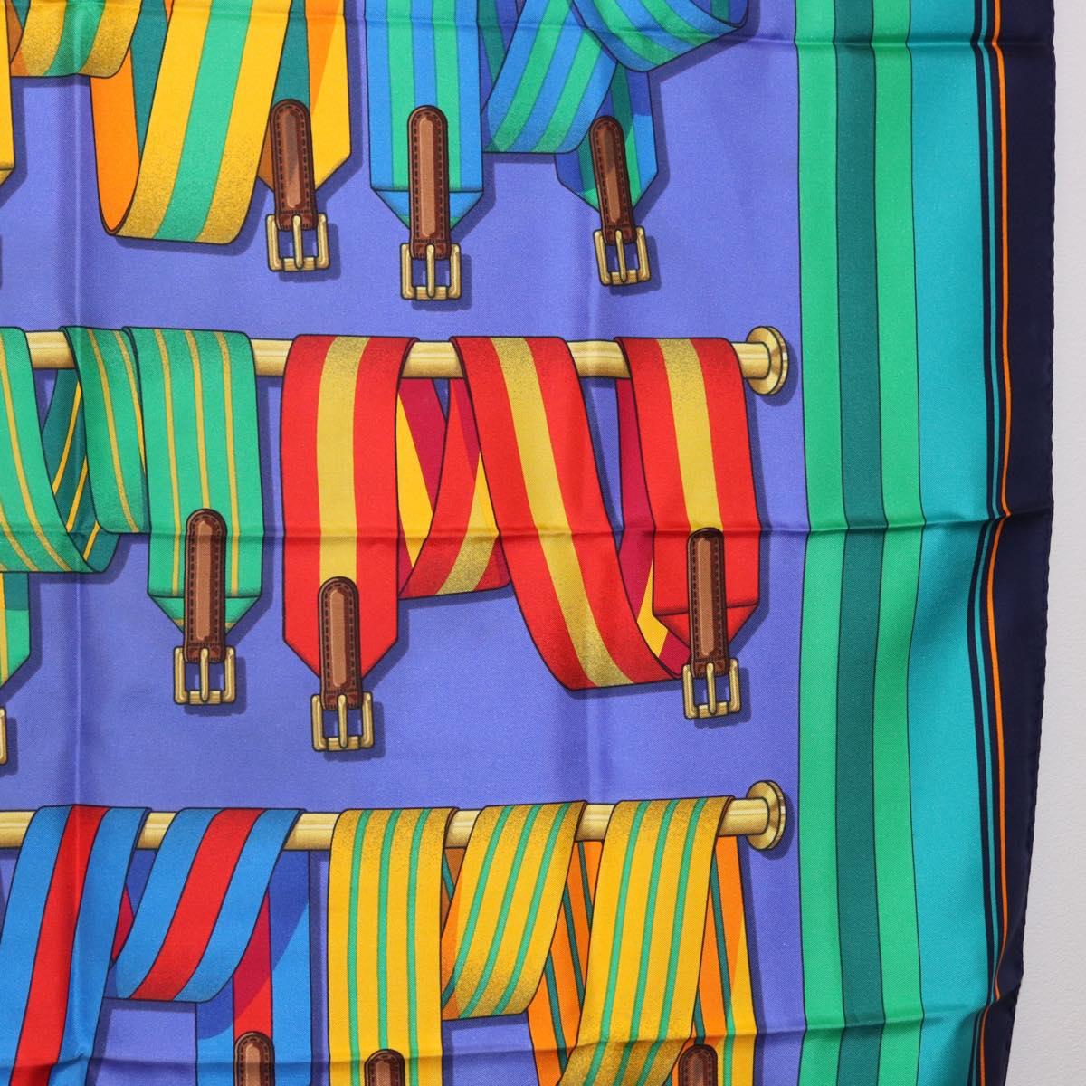 HERMES Carre 90 Scarf Silk Blue Auth 183922