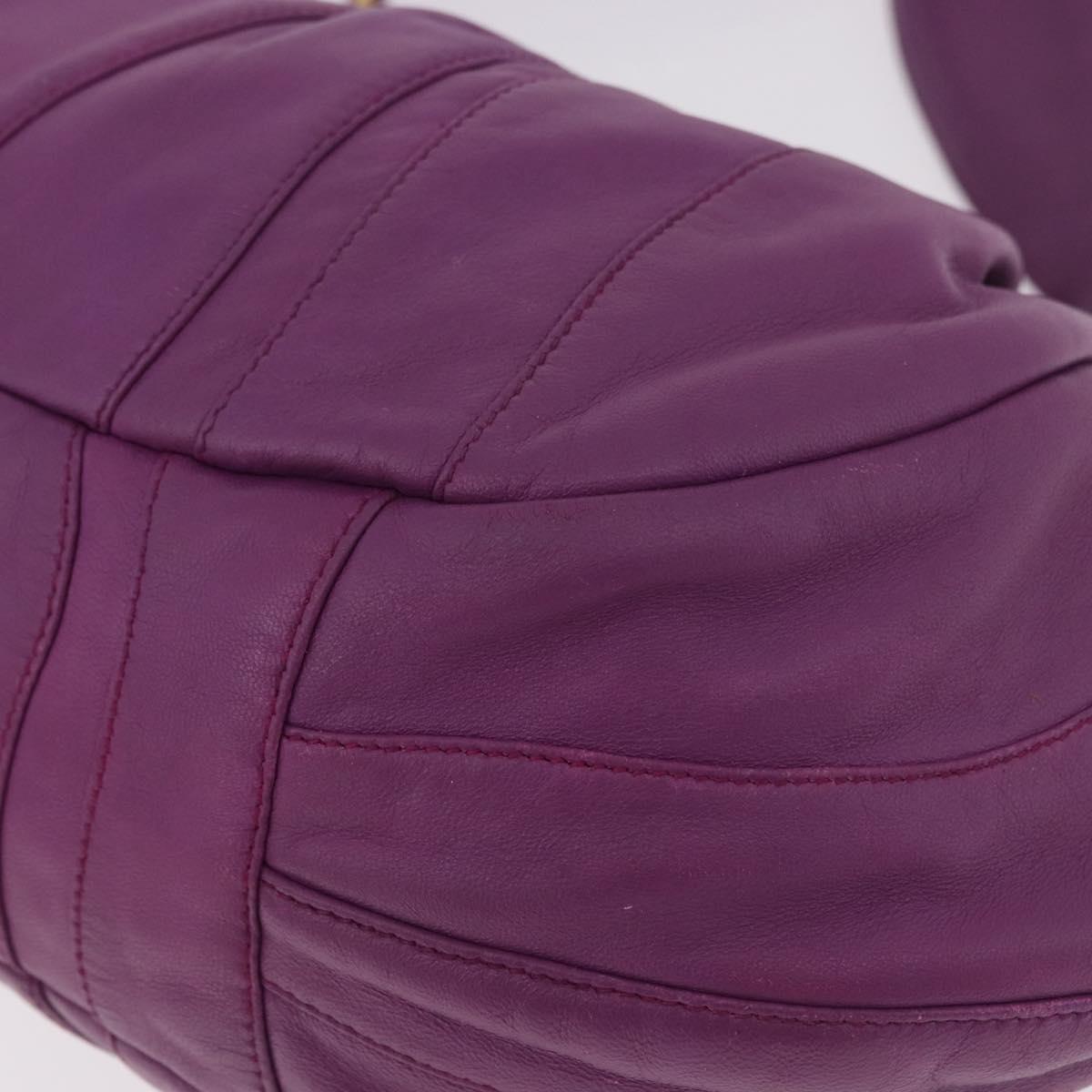 PRADA Shoulder Bag Leather Purple Gold Auth 183941A