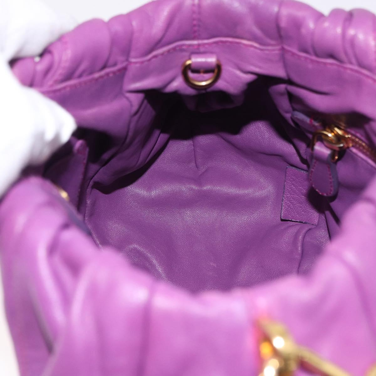PRADA Shoulder Bag Leather Purple Gold Auth 183941A