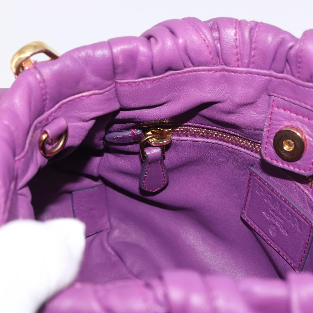 PRADA Shoulder Bag Leather Purple Gold Auth 183941A