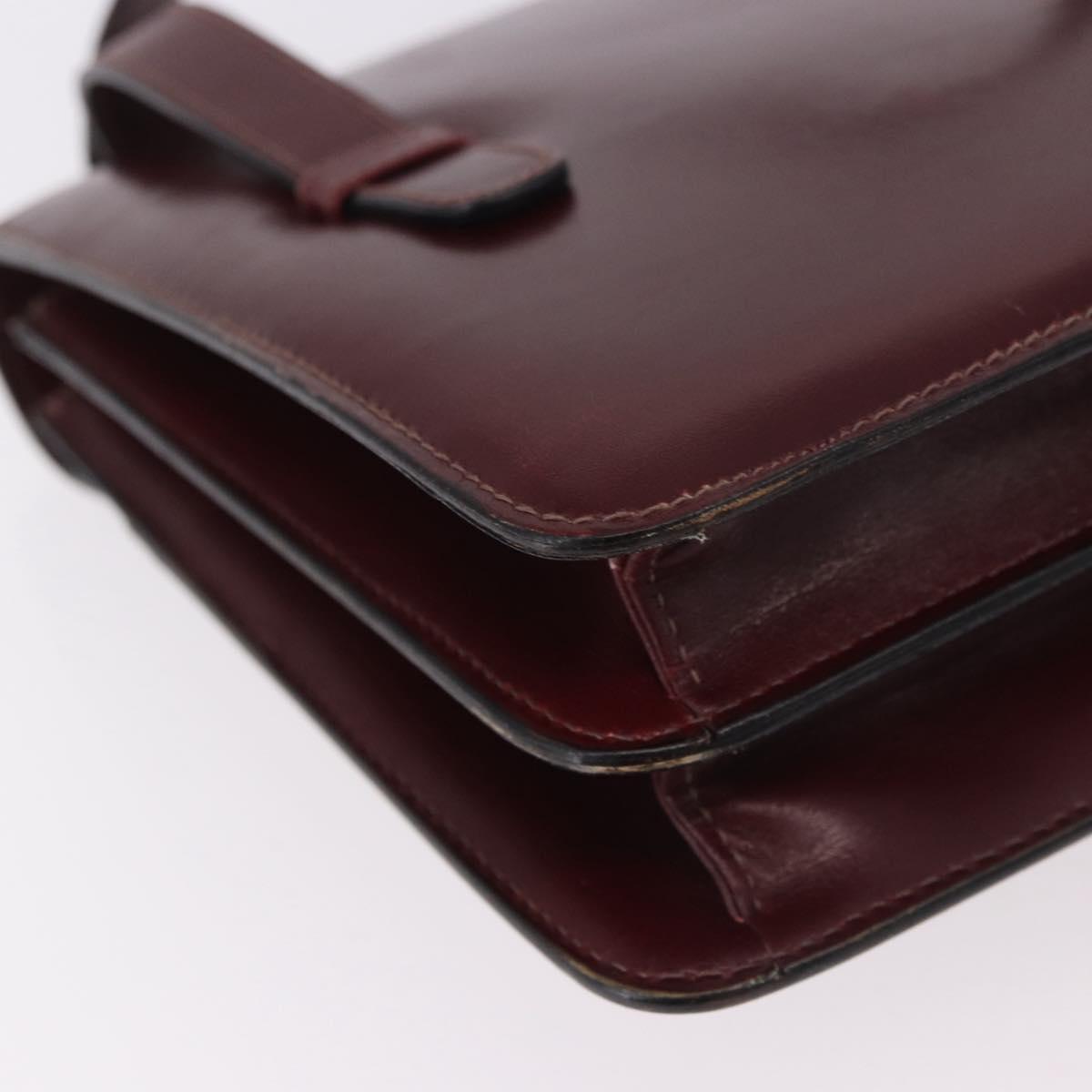 CELINE Hand Bag Leather Bordeaux Gold Auth 183942