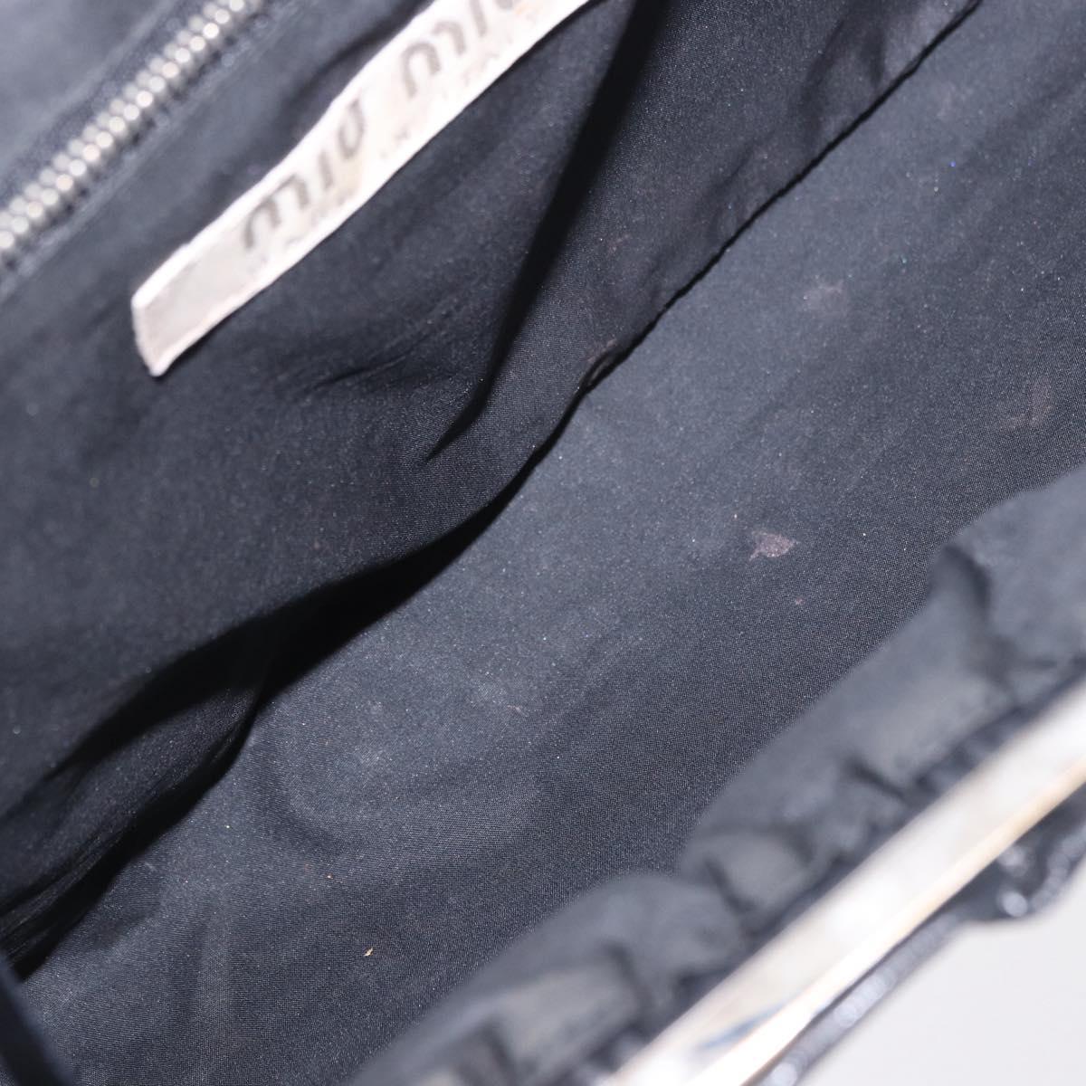 Miu Miu Shoulder Bag Leather Black Silver Auth 183943V