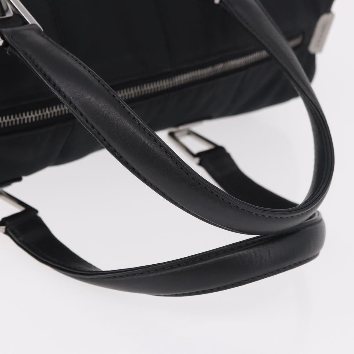CHANEL Choco Bar Hand Bag Nylon Black Silver CC Auth 183944SAM