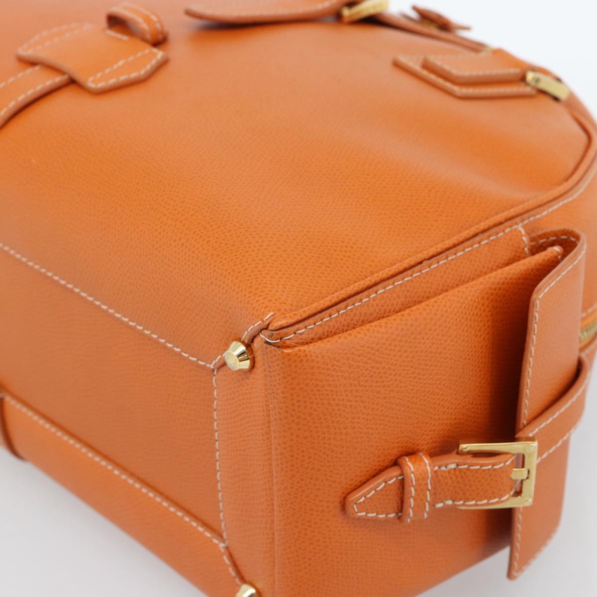 LOEWE Sender Hand Bag Leather Orange Gold Auth 183945V