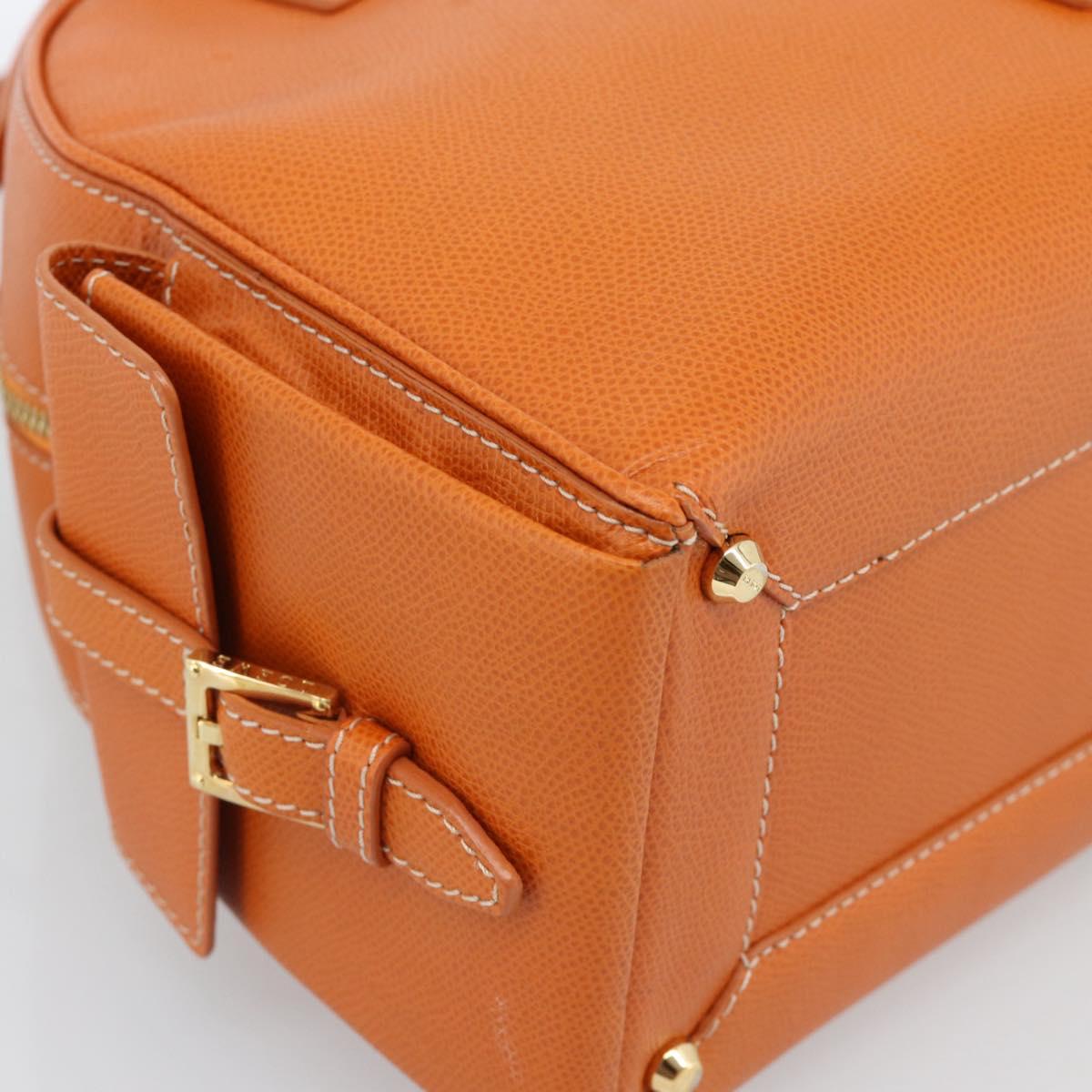 LOEWE Sender Hand Bag Leather Orange Gold Auth 183945V