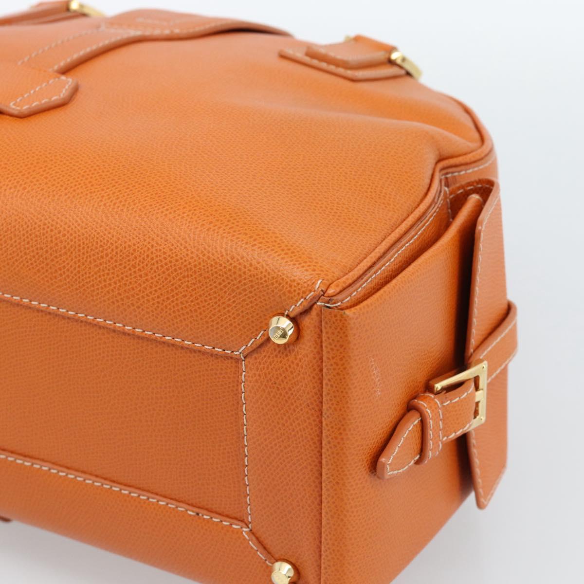 LOEWE Sender Hand Bag Leather Orange Gold Auth 183945V