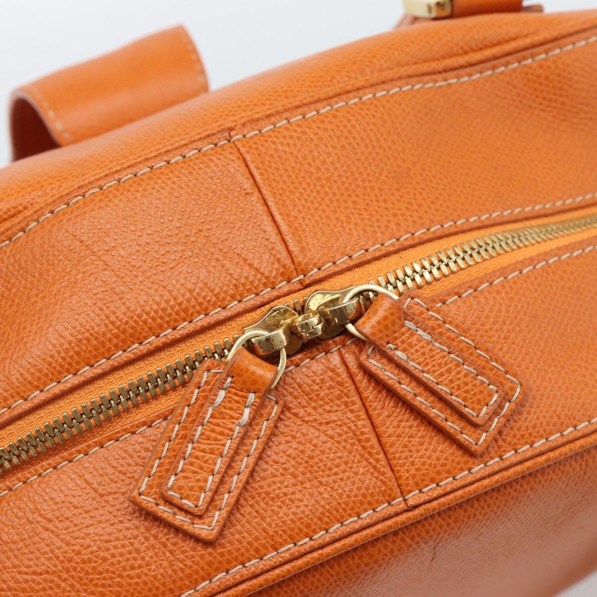 LOEWE Sender Hand Bag Leather Orange Gold Auth 183945V
