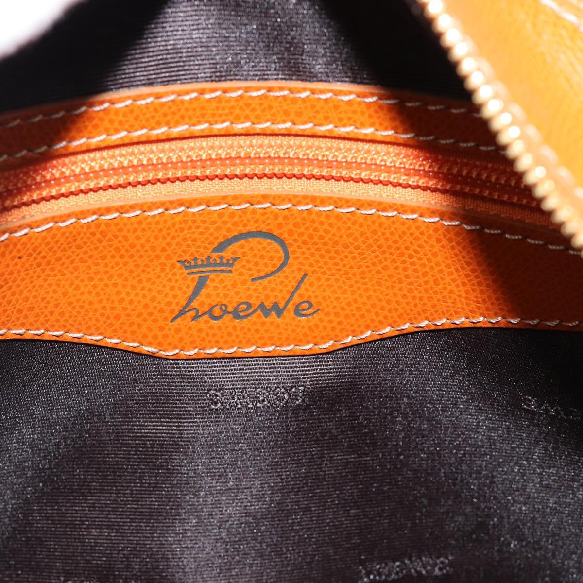 LOEWE Sender Hand Bag Leather Orange Gold Auth 183945V