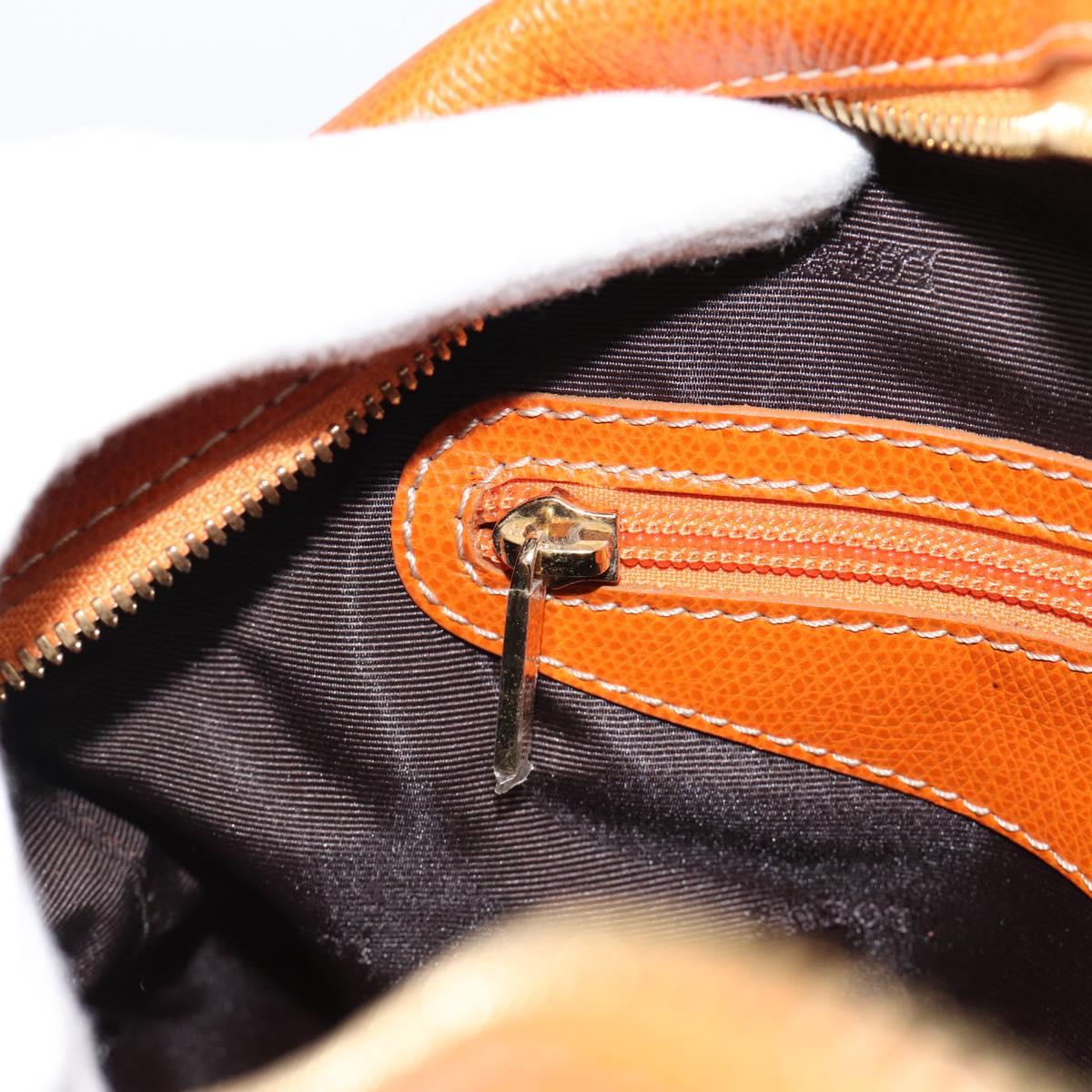LOEWE Sender Hand Bag Leather Orange Gold Auth 183945V