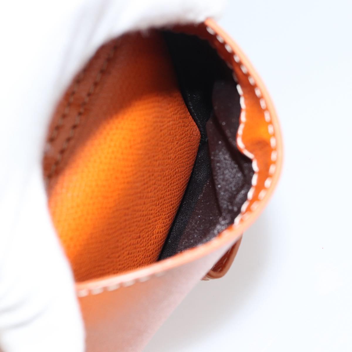 LOEWE Sender Hand Bag Leather Orange Gold Auth 183945V