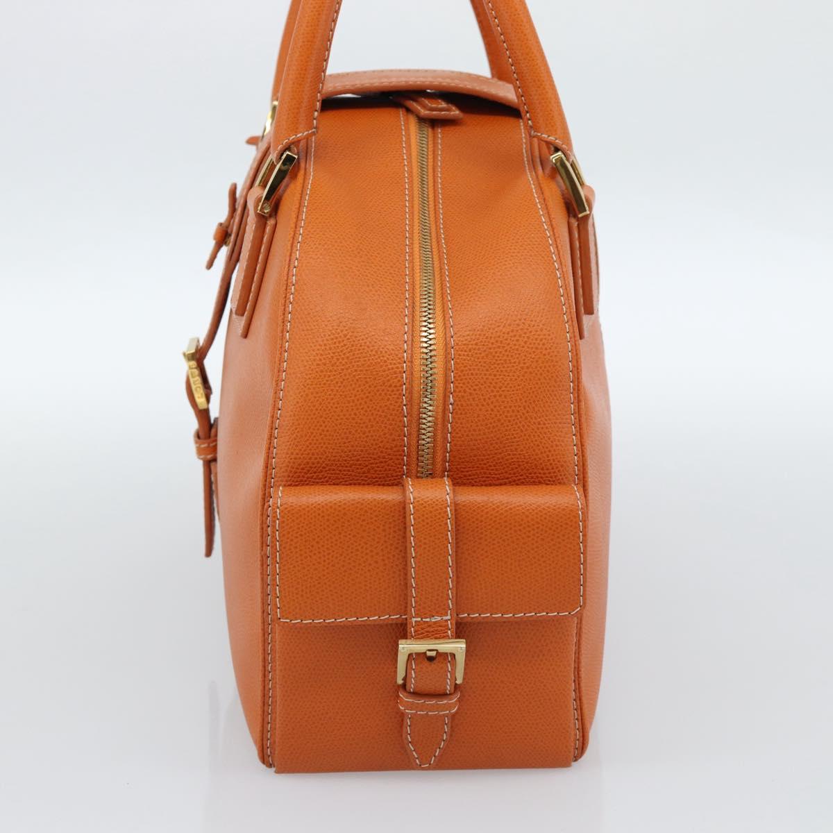 LOEWE Sender Hand Bag Leather Orange Gold Auth 183945V