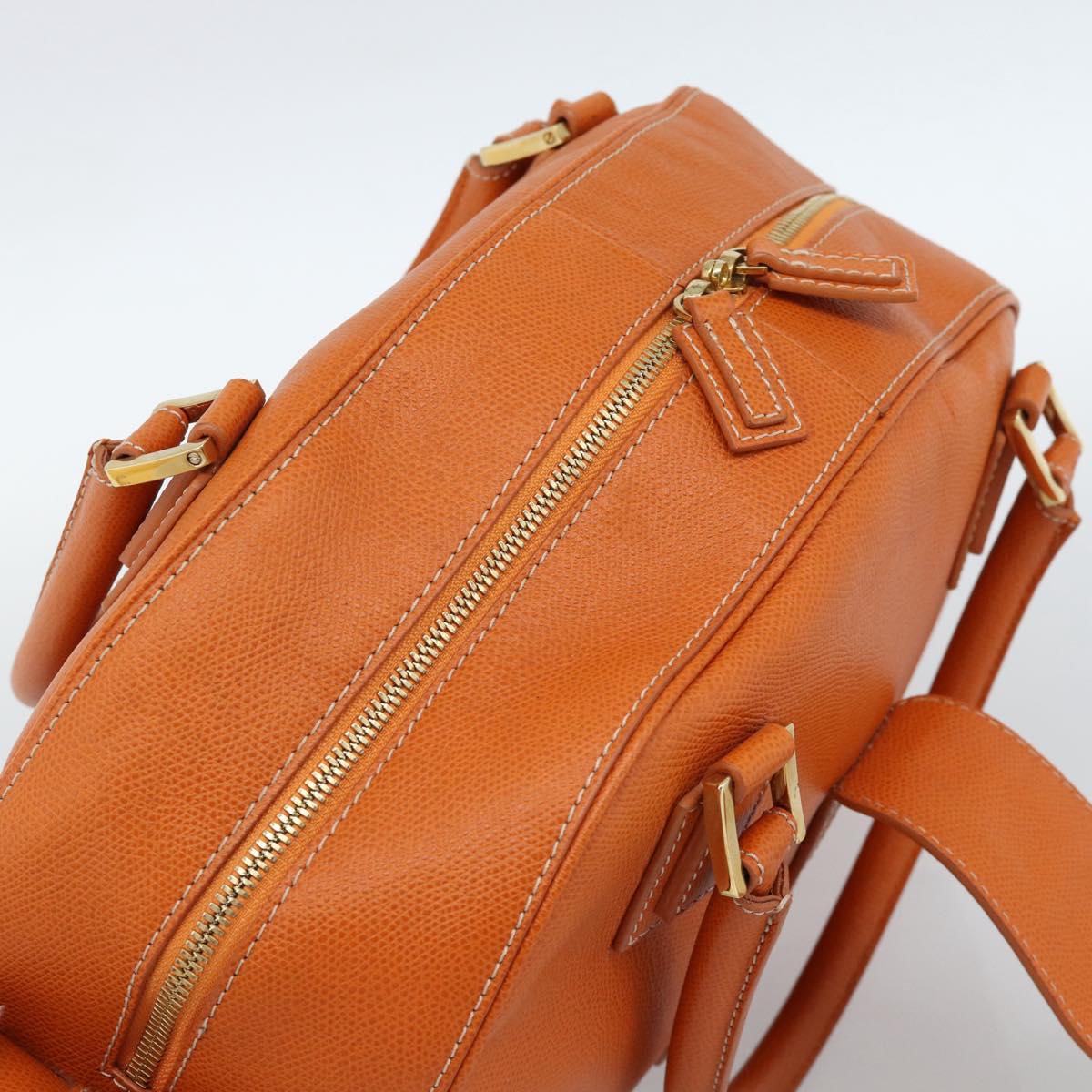 LOEWE Sender Hand Bag Leather Orange Gold Auth 183945V