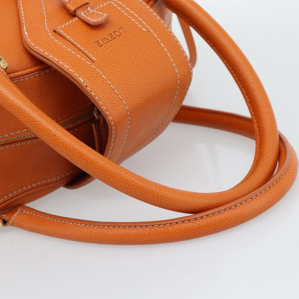 LOEWE Sender Hand Bag Leather Orange Gold Auth 183945V