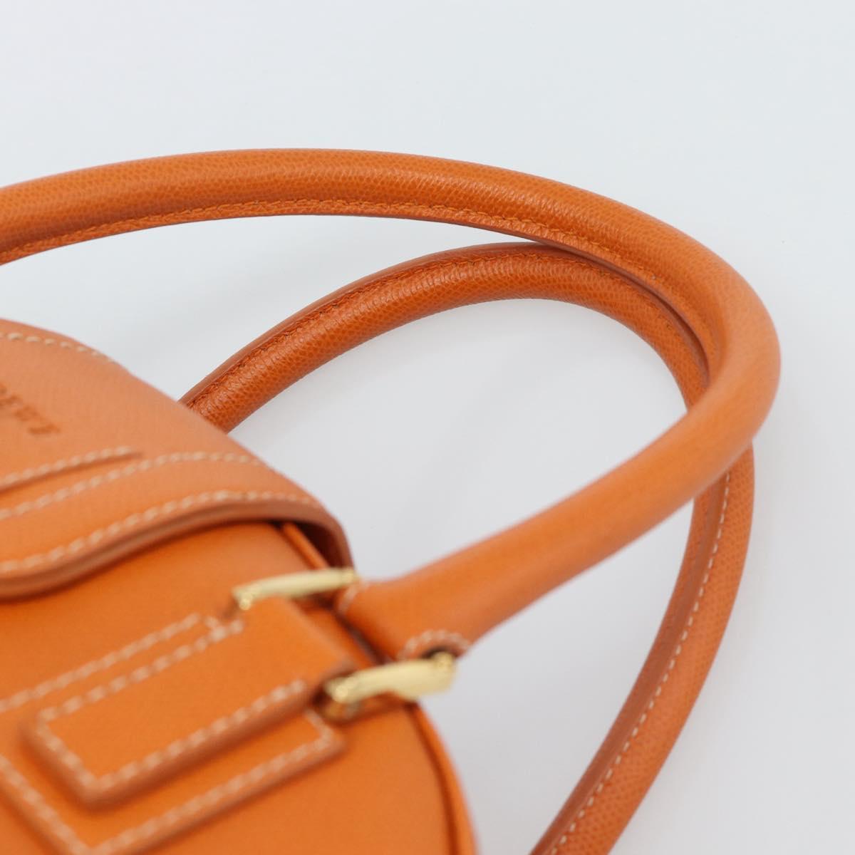 LOEWE Sender Hand Bag Leather Orange Gold Auth 183945V