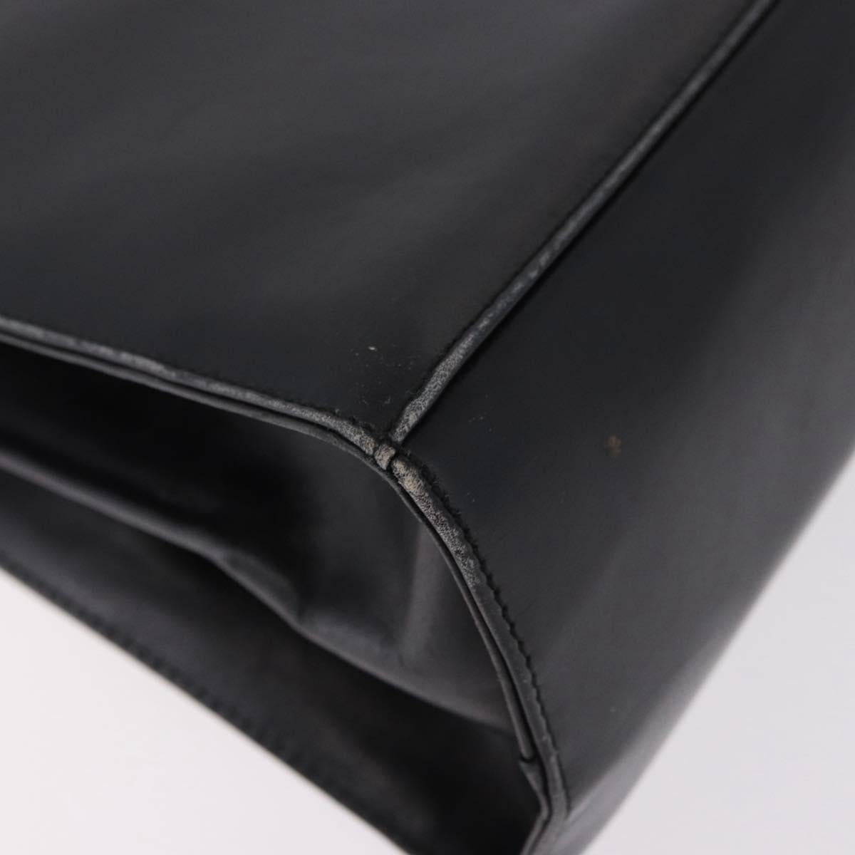 Salvatore Ferragamo Gancini Hand Bag Leather Black Gold Auth 183947